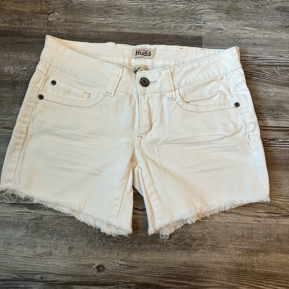White blue jeans shorts by Mudd